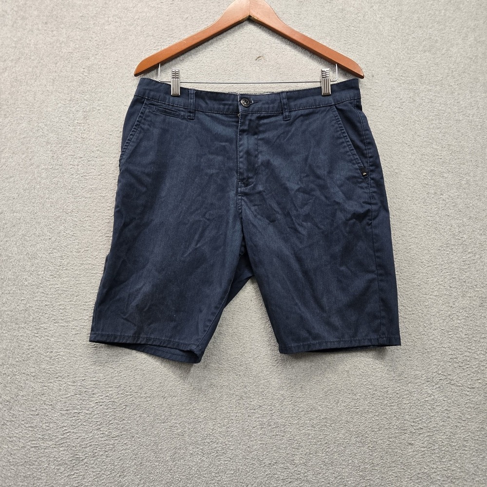 Quiksilver Men Shorts 33‎ Navy Blue Chino Twill Straight Fit 9" Inseam Logo